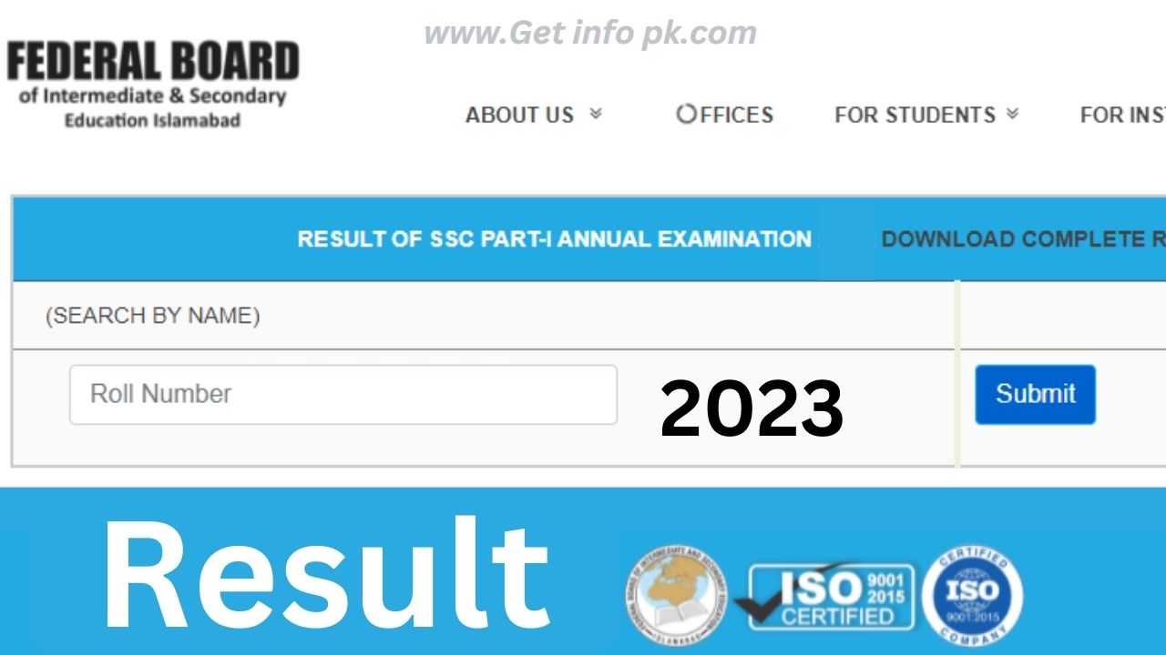 Federal board result 10th class 2023 date announced